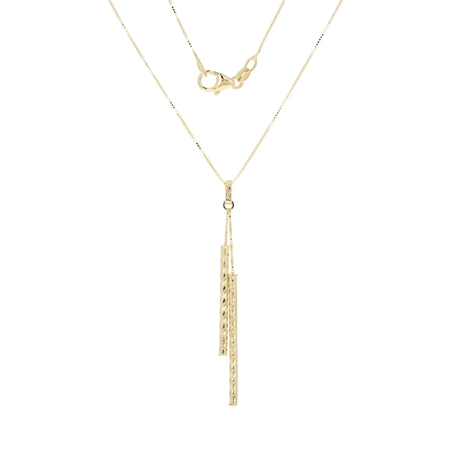 Italian 14k Yellow Gold Diamond-Cut Tube Gold Bar Necklace 18" 1.7 grams - Jewelry Store by Erik Rayo