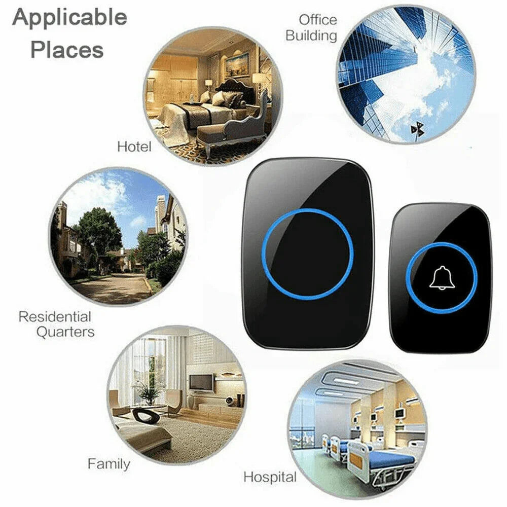 Wireless Doorbell Chime Waterproof Plugin Receiver Adjustable Volume 1000FT Kit - Jewelry Store by Erik Rayo
