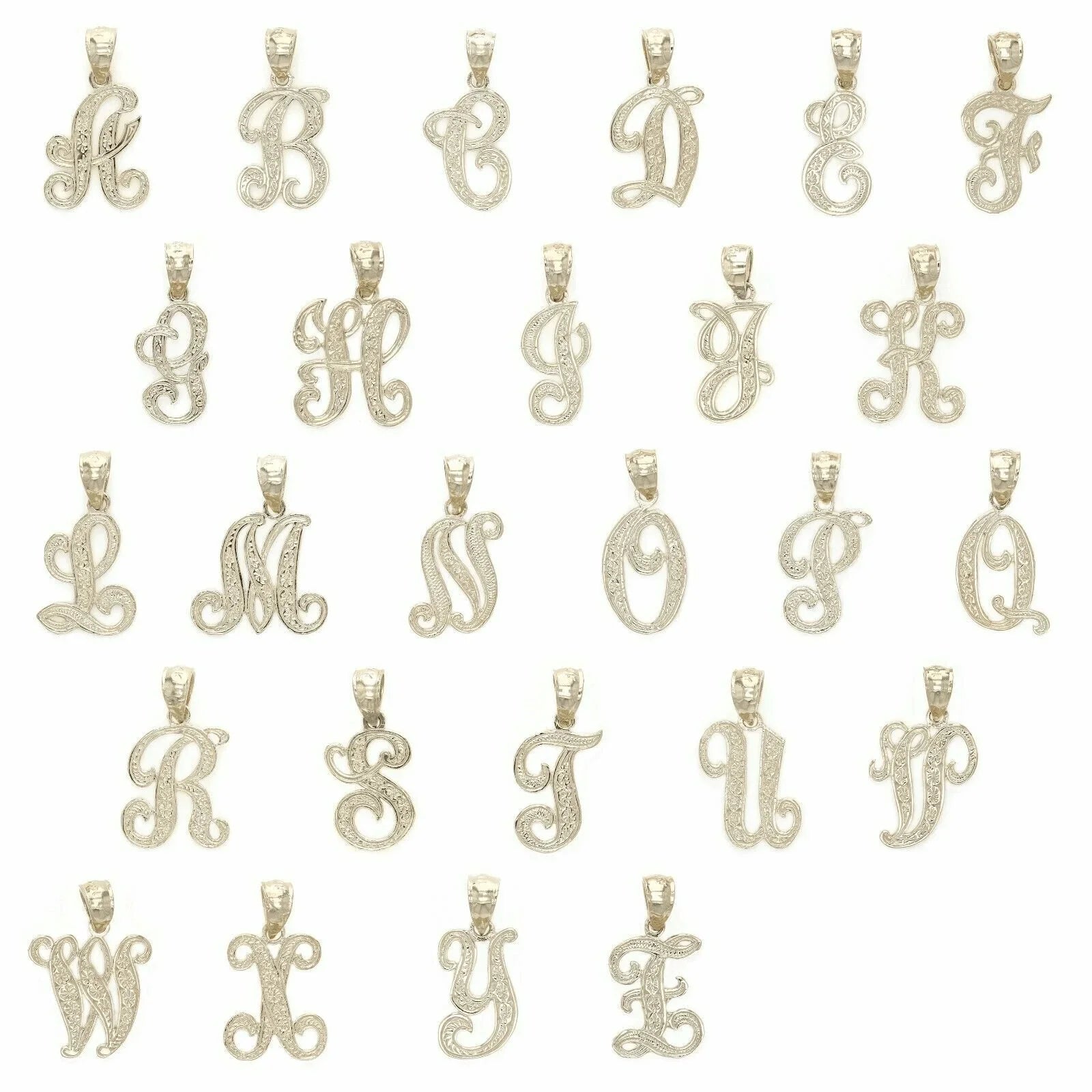 14k Yellow or White Gold Initial Letter Alphabet A-Z Charm Pendant - Jewelry Store by Erik Rayo