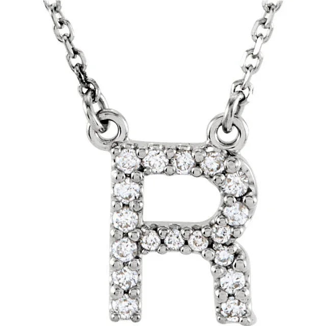 14k Yellow White or Rose Gold Diamond Initial Letter R Pendant Necklace 18" - Jewelry Store by Erik Rayo
