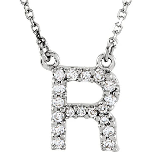 14k Yellow White or Rose Gold Diamond Initial Letter R Pendant Necklace 18" - Jewelry Store by Erik Rayo