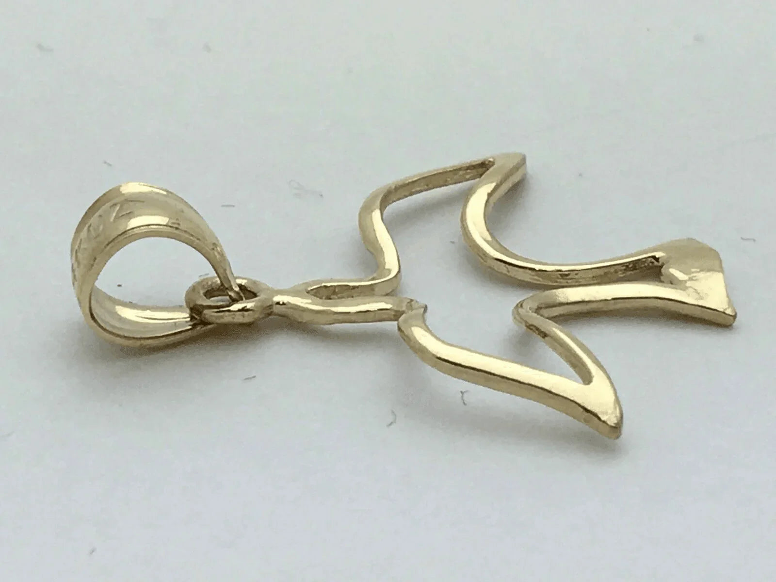 14k Yellow Gold Solid Outline Bird Peace Dove Charm Pendant 0.7 gram - Jewelry Store by Erik Rayo
