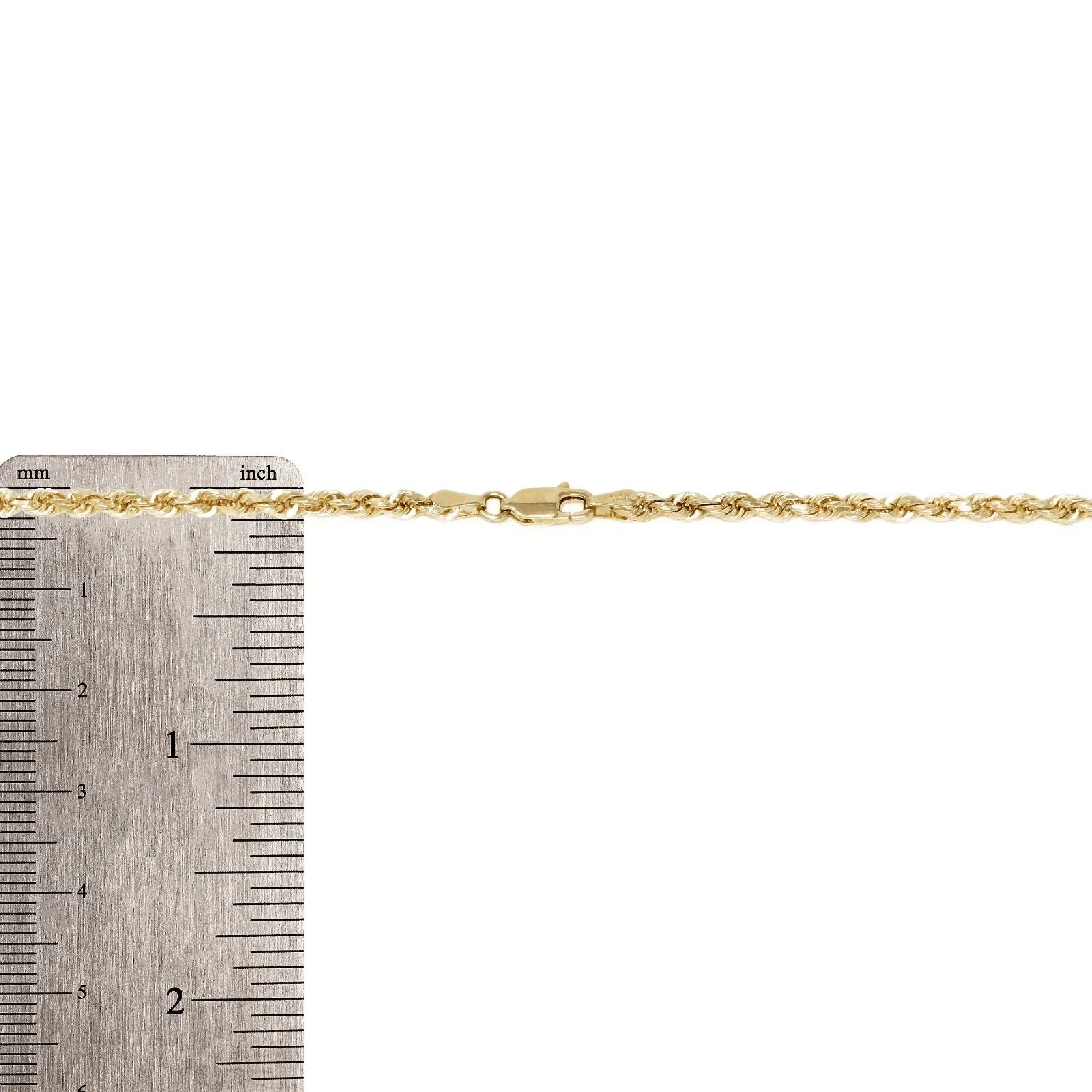14k Yellow Gold Solid Diamond Cut Rope Chain Necklace 18" 3mm 14 grams - Jewelry Store by Erik Rayo