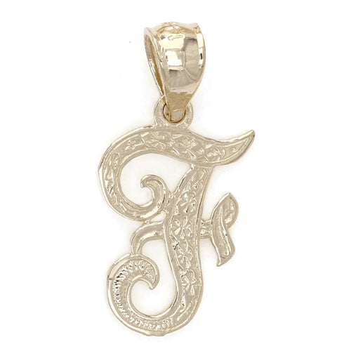 14k Yellow or White Gold Initial Letter F Alphabet A-Z Charm Pendant - Jewelry Store by Erik Rayo