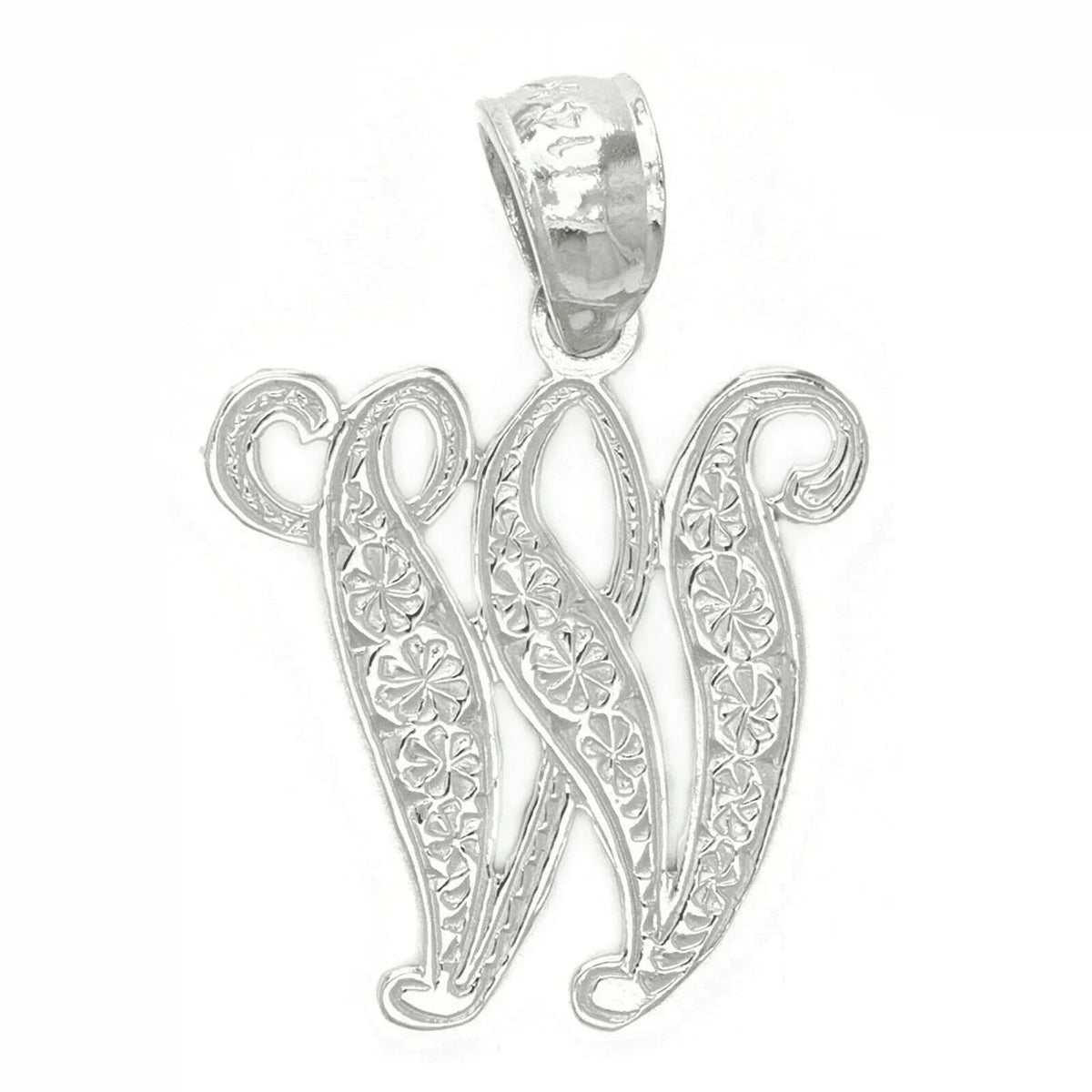 14k Yellow or White Gold Initial Letter W Alphabet A-Z Charm Pendant - Jewelry Store by Erik Rayo