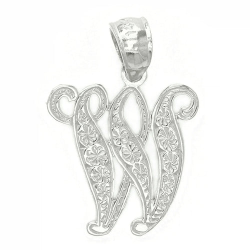 14k Yellow or White Gold Initial Letter W Alphabet A-Z Charm Pendant - Jewelry Store by Erik Rayo