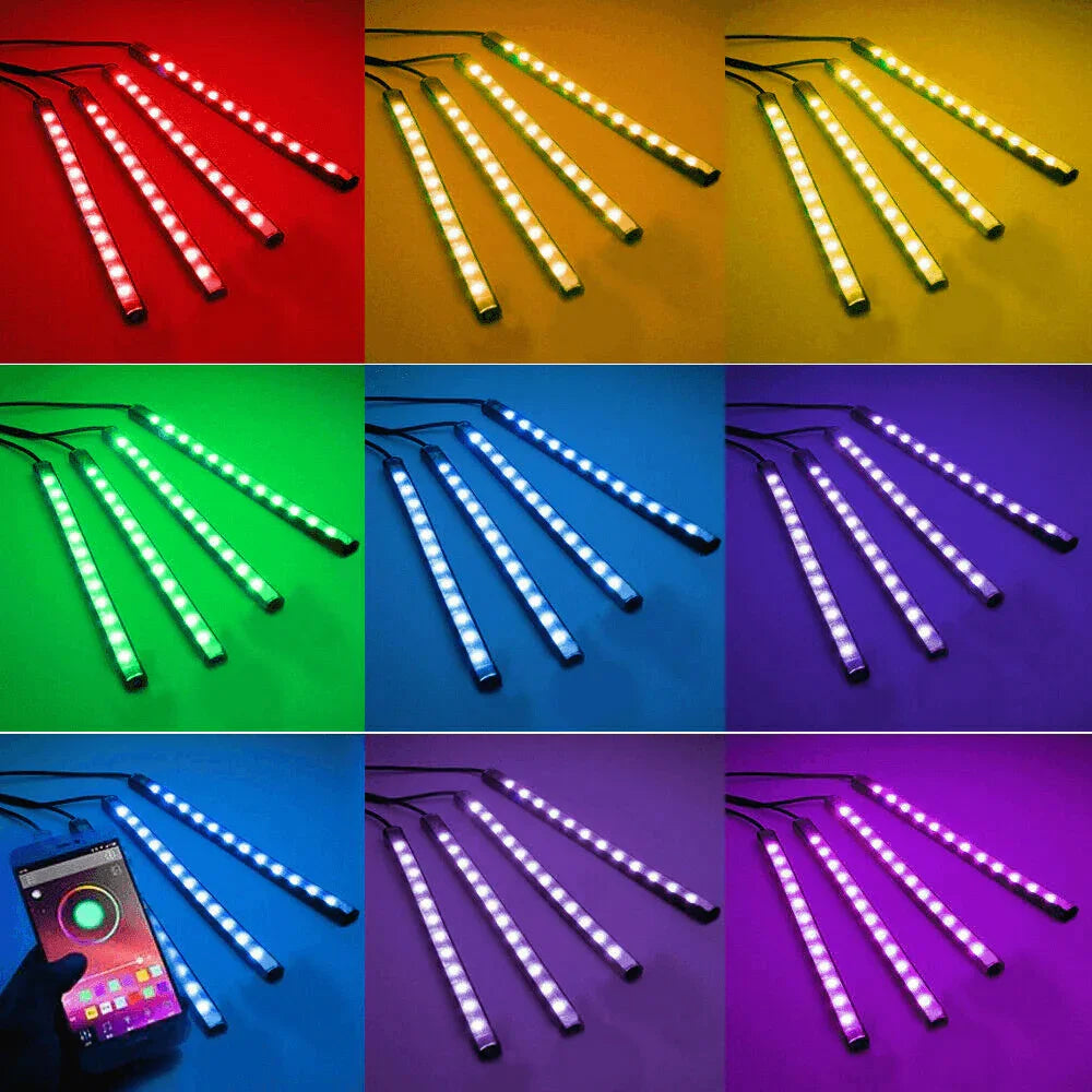 4X 48LED RGB Car Interior Atmosphere Light Strip Bar Bluetooth APP Music Control - Jewelry Store by Erik Rayo