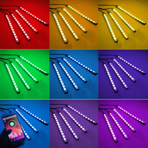 4X 48LED RGB Car Interior Atmosphere Light Strip Bar Bluetooth APP Music Control - Jewelry Store by Erik Rayo