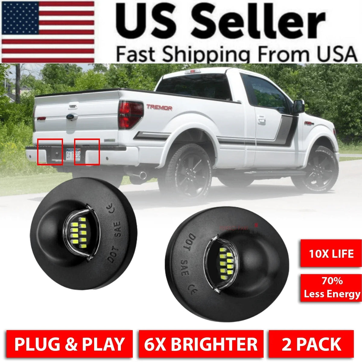 2X LED License Plate Light Rear Bumper Tag Assembly Lamp For Ford F150 F250 F350 - Jewelry Store by Erik Rayo