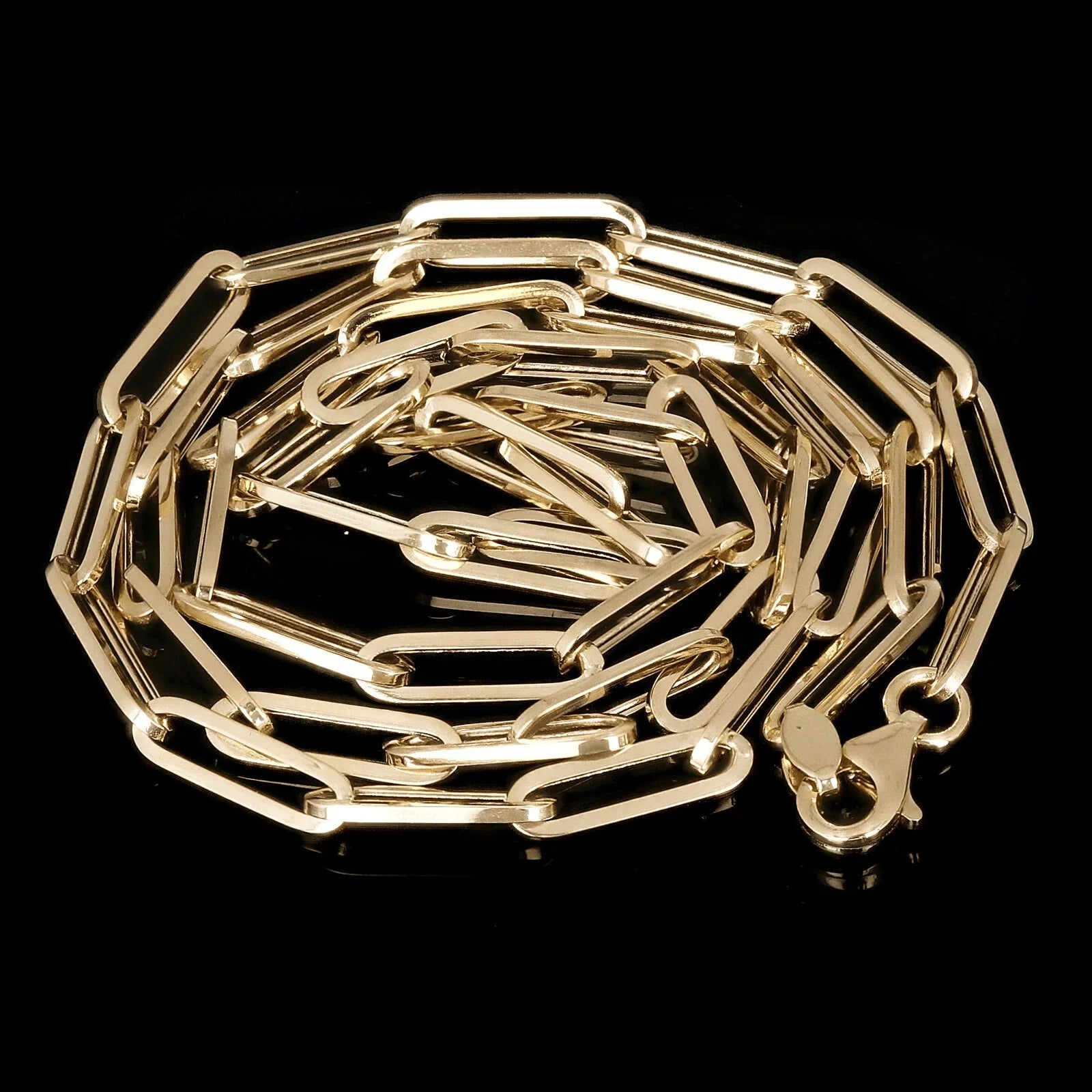 Italian 14k Yellow Gold Hollow Paper Clip Chain Necklace 22" 3.2mm 3.9 grams - Jewelry Store by Erik Rayo