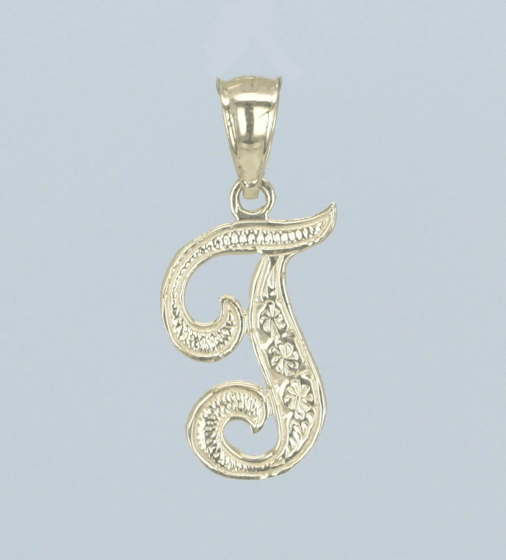 14k Yellow or White Gold Initial Letter T Alphabet A-Z Charm Pendant - Jewelry Store by Erik Rayo