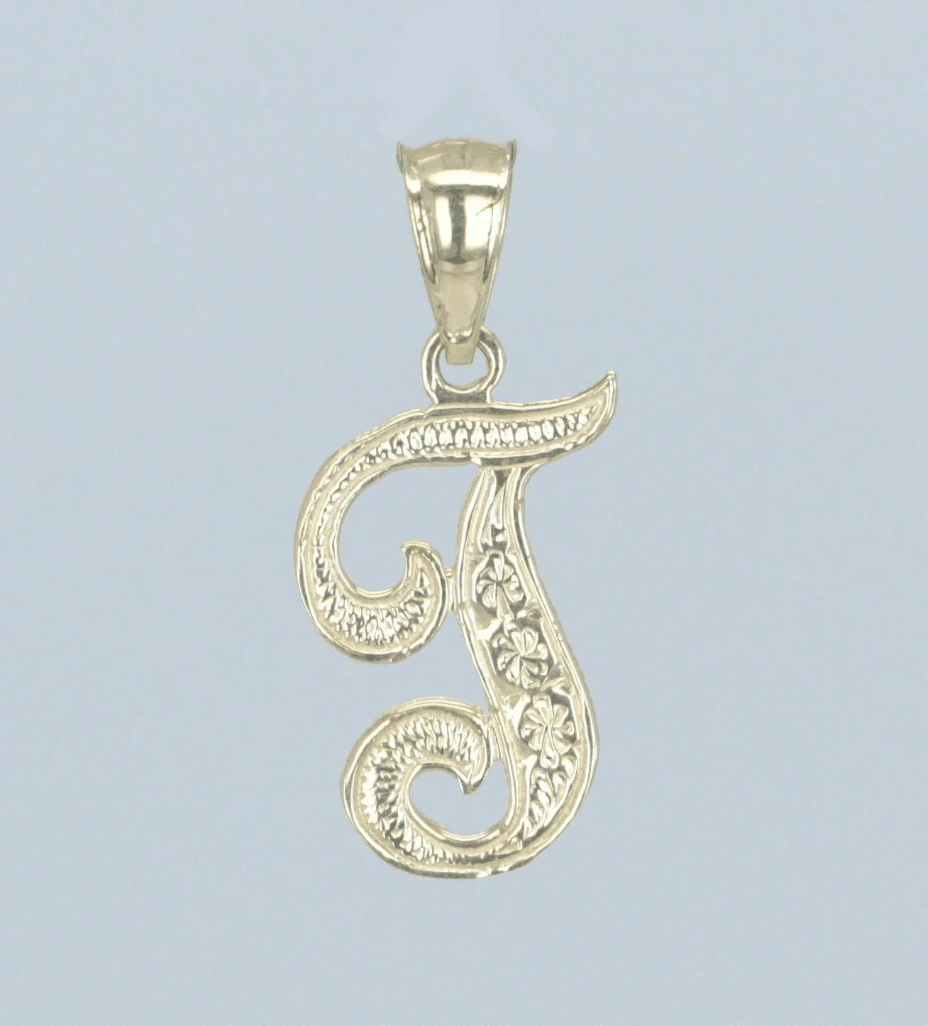 14k Yellow or White Gold Initial Letter T Alphabet A-Z Charm Pendant - Jewelry Store by Erik Rayo