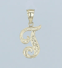 Load image into Gallery viewer, 14k Yellow or White Gold Initial Letter T Alphabet A-Z Charm Pendant
