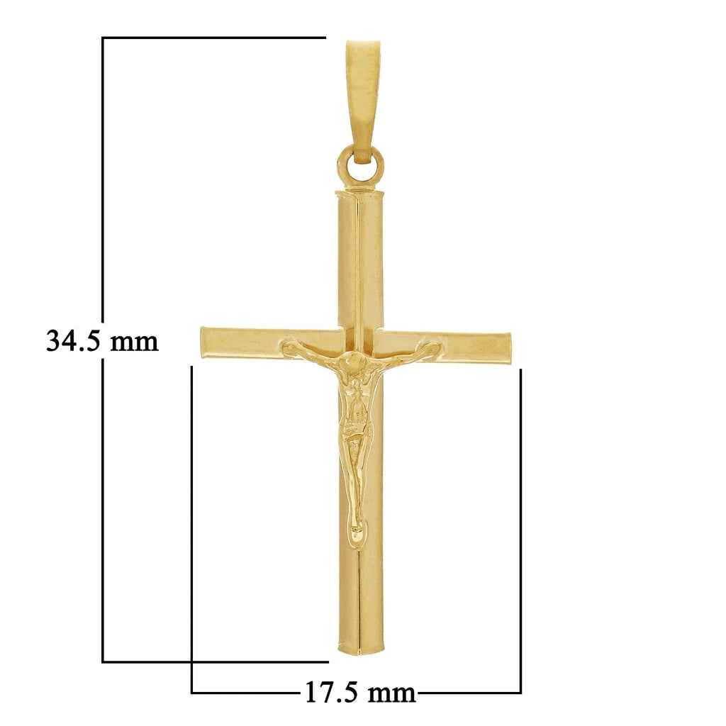 Italian 14k Yellow Gold Hollow 3D Crucifix Cross Charm Pendant 1.4" 1.1 grams - Jewelry Store by Erik Rayo