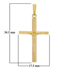 Load image into Gallery viewer, Italian 14k Yellow Gold Hollow 3D Crucifix Cross Charm Pendant 1.4&quot; 1.1 grams
