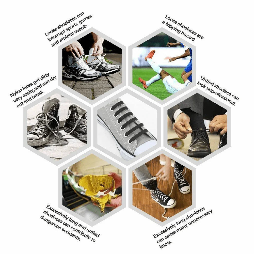 16Pcs Easy No Tie Shoelaces Elastic Silicone Flat Lazy Shoe Lace Strings Adult - Jewelry Store by Erik Rayo