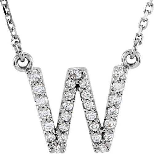 14k Yellow White or Rose Gold Diamond Initial Letter "W" Pendant Necklace 18" - Jewelry Store by Erik Rayo