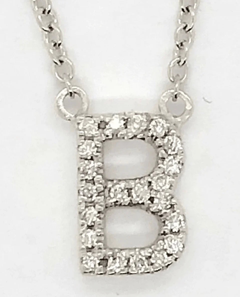 14k Yellow White or Rose Gold Diamond Initial Letter B Pendant Necklace 18" - Jewelry Store by Erik Rayo