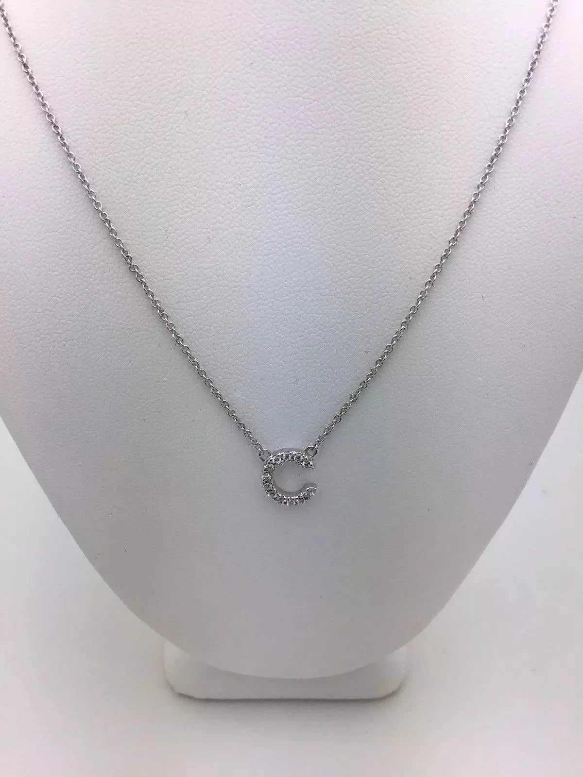 14k Yellow White or Rose Gold Diamond Initial Letter C Pendant Necklace 18" - Jewelry Store by Erik Rayo