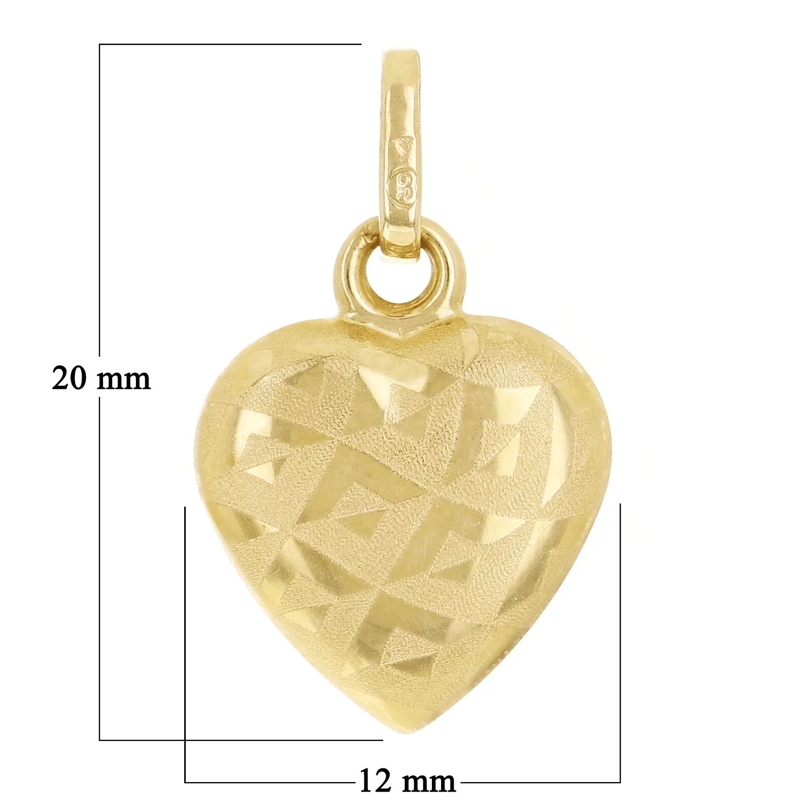 Italian 14k Yellow Gold Small Puffy Heart Charm Pendant 20 x 12mm 0.8 gram - Jewelry Store by Erik Rayo