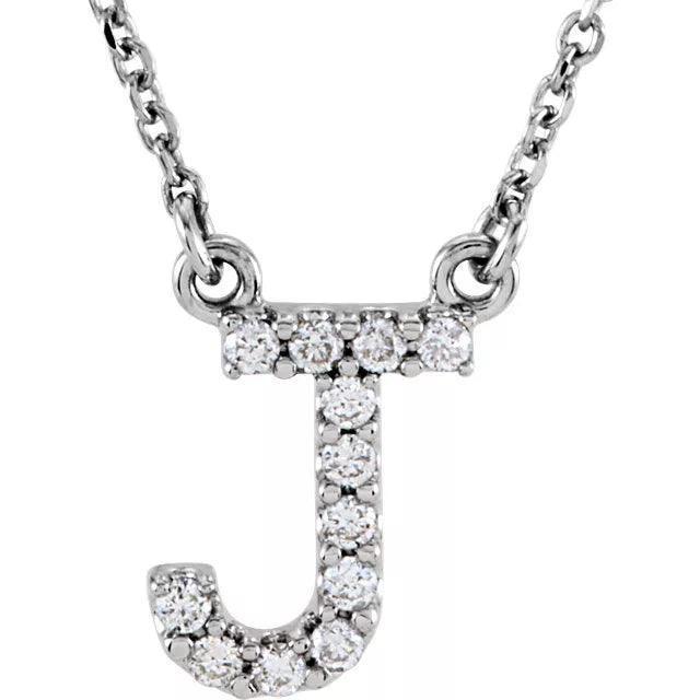 14k Yellow White or Rose Gold Diamond Initial Letter J Pendant Necklace 18" - Jewelry Store by Erik Rayo