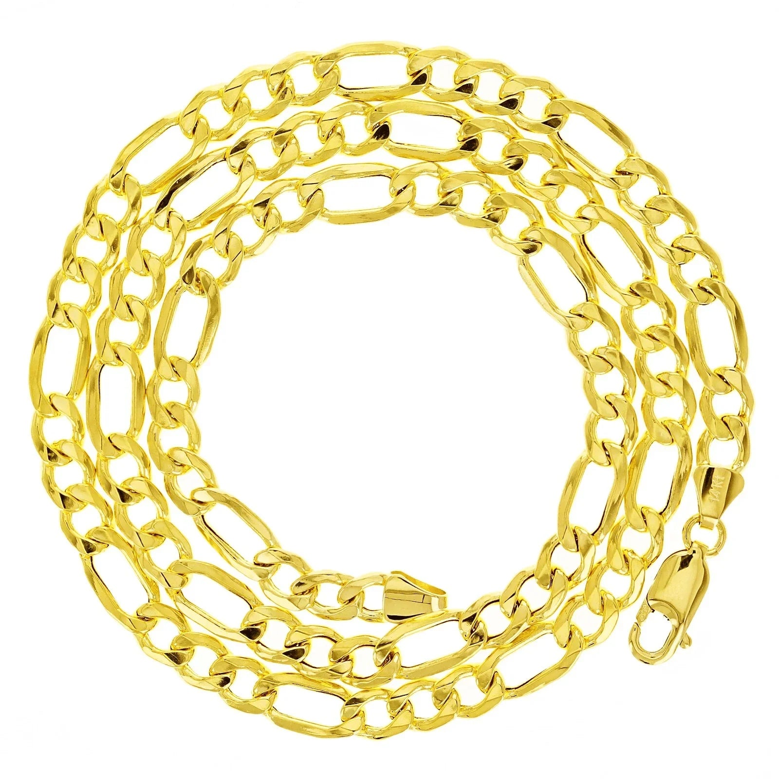 Italian 14k Yellow Gold Hollow Figaro Chain Necklace 20" 6mm 12.3 grams - Jewelry Store by Erik Rayo
