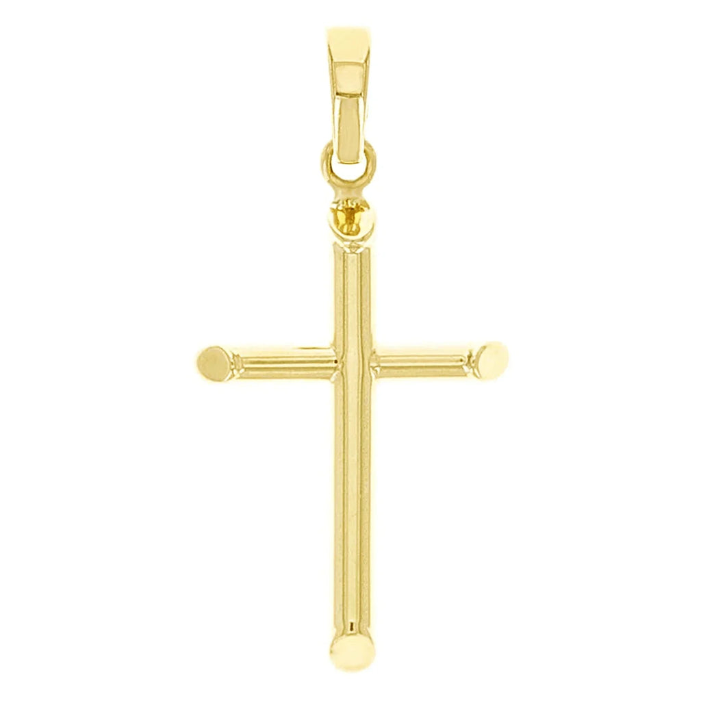 Italian 14k Yellow Gold Hollow Plain Cross Charm Pendant 26mm x12.5mm 0.5 gram - Jewelry Store by Erik Rayo