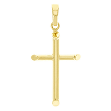 Load image into Gallery viewer, Italian 14k Yellow Gold Hollow Plain Cross Charm Pendant 26mm x12.5mm 0.5 gram
