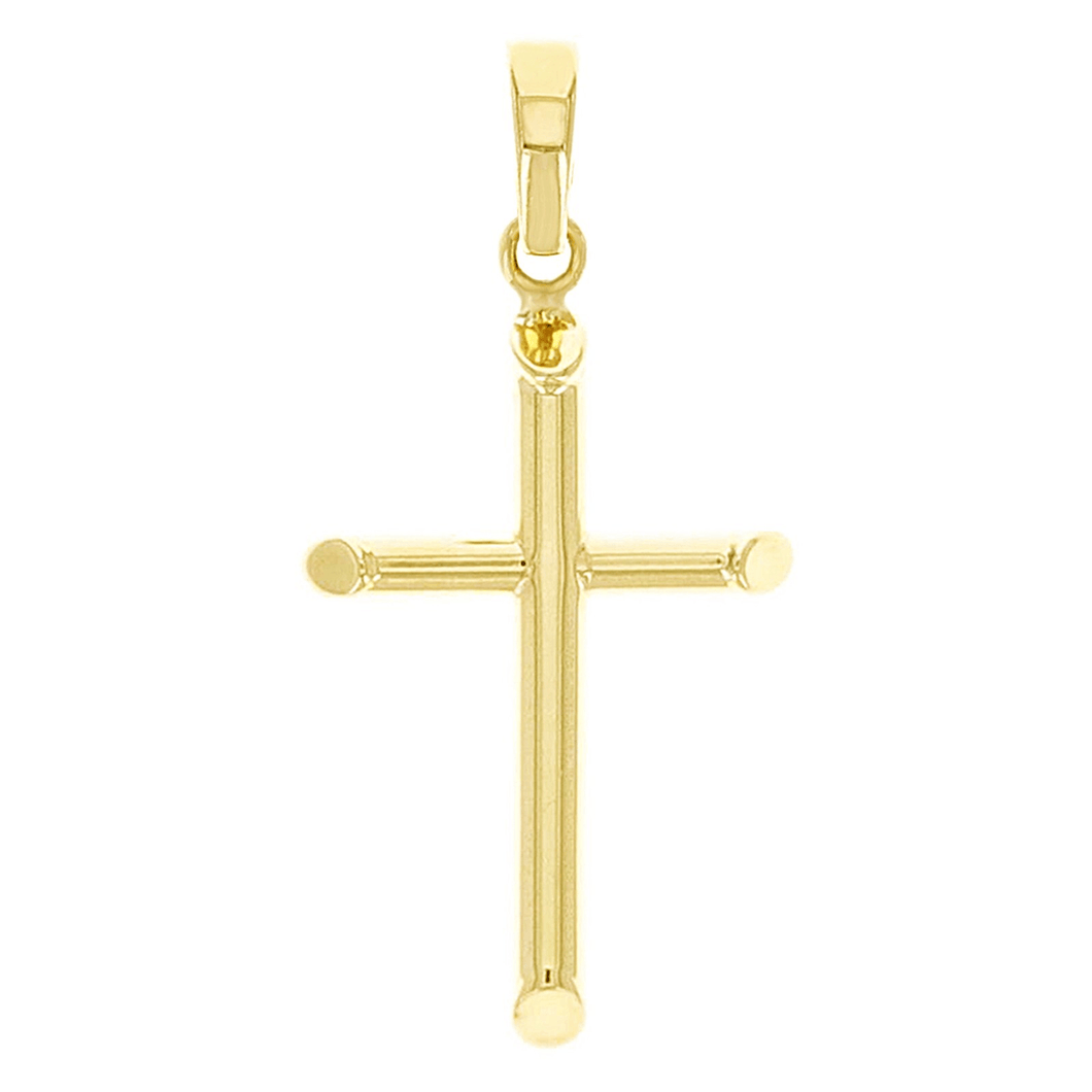 Italian 14k Yellow Gold Hollow Plain Cross Charm Pendant 26mm x12.5mm 0.5 gram