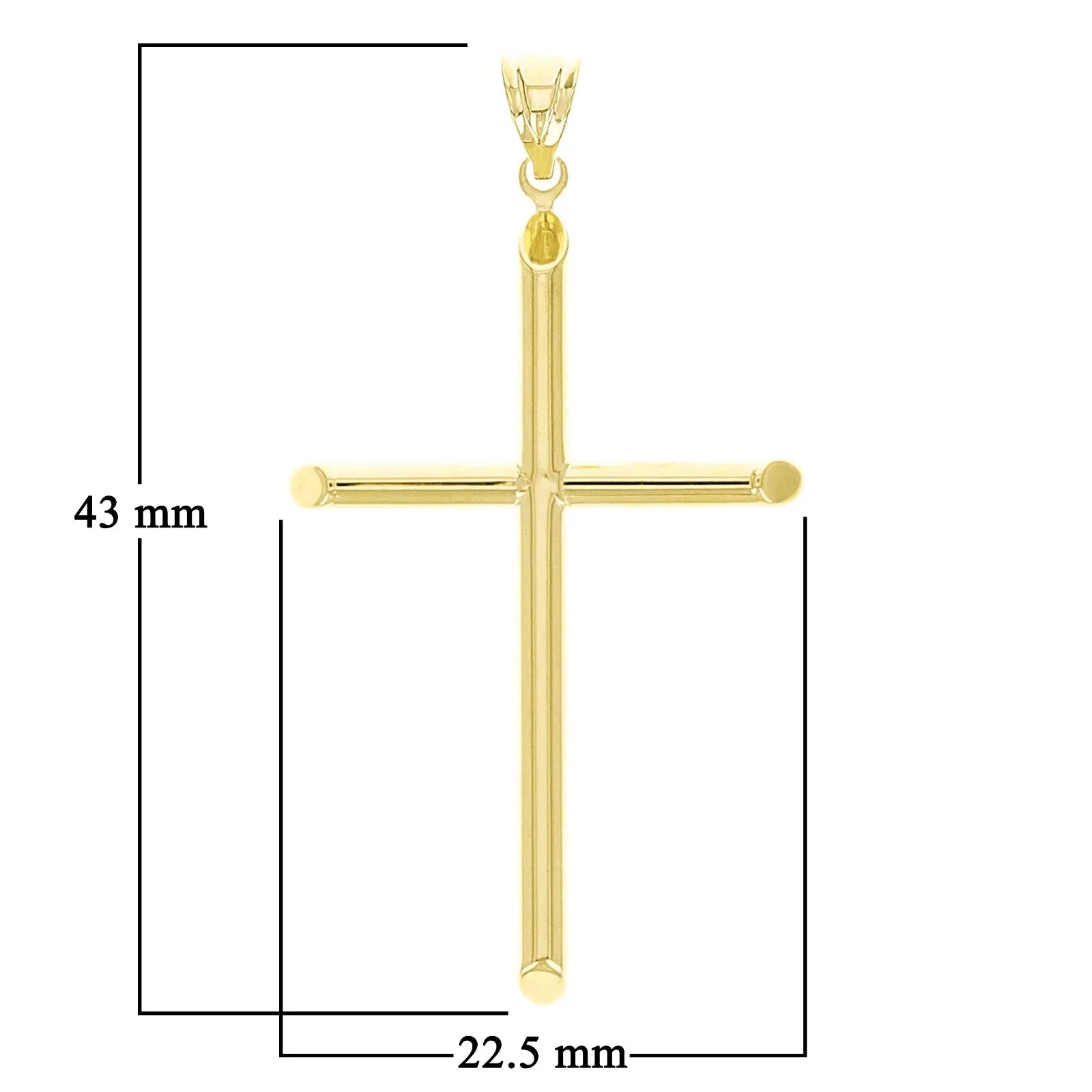 Italian 14k Yellow Gold Hollow High Polished Plain Cross Charm Pendant 1.7" 1g - Jewelry Store by Erik Rayo