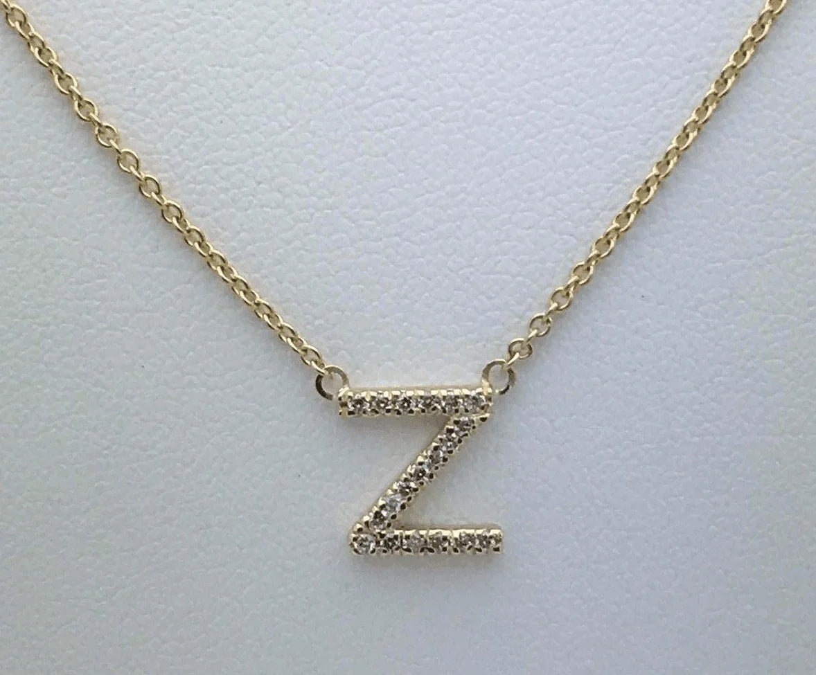 14k Yellow White or Rose Gold Diamond Initial Letter Z Pendant Necklace 18" - Jewelry Store by Erik Rayo
