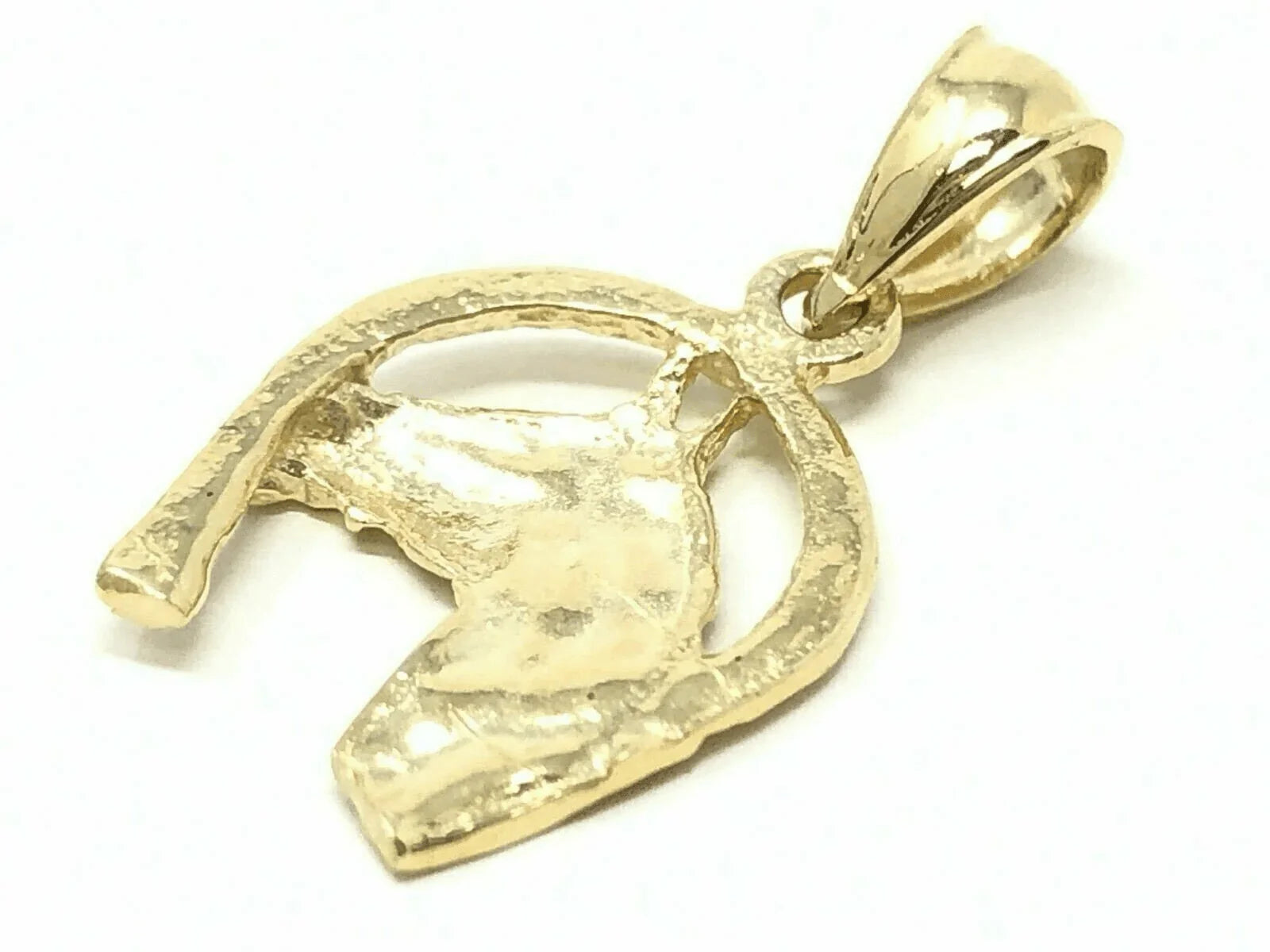 14k Yellow Gold Solid Horse Face Horse Shoe Charm Pendant 1 gram - Jewelry Store by Erik Rayo