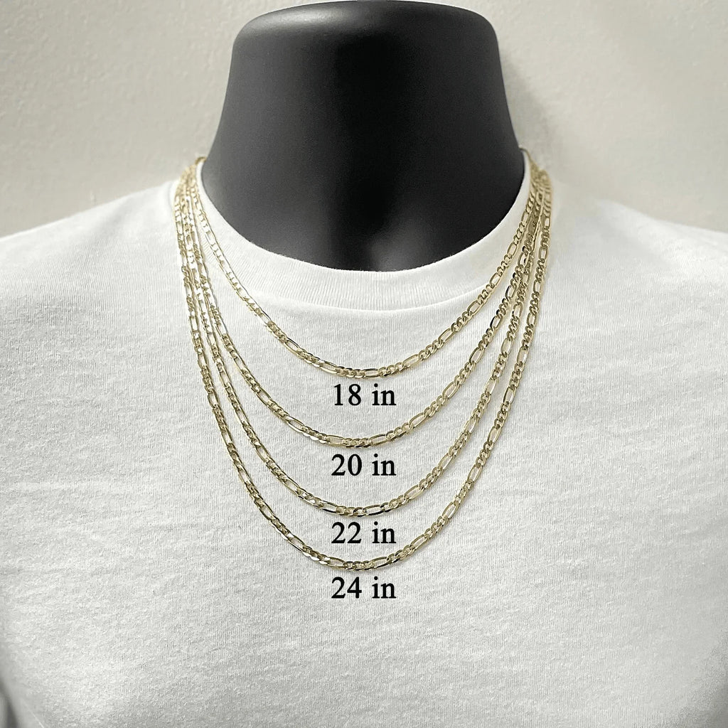 Italian 14k Yellow Gold Figaro Chain Necklace 18" 3.2mm 8.3 grams - Jewelry Store by Erik Rayo