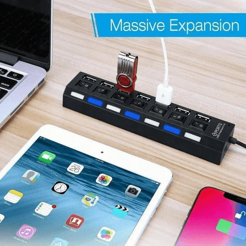 7 Port USB 2.0 / 3.0 Hub Splitter Adapter High Speed For PC Laptop Mac Desktop - Jewelry Store by Erik Rayo