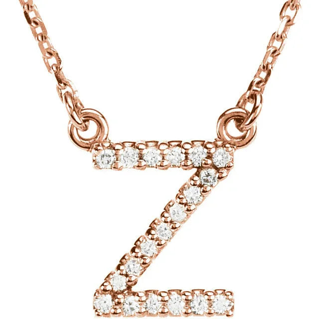 14k Yellow White or Rose Gold Diamond Initial Letter Z Pendant Necklace 18" - Jewelry Store by Erik Rayo