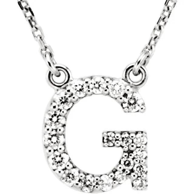 14k Yellow White or Rose Gold Diamond Initial Letter G Pendant Necklace 18" - Jewelry Store by Erik Rayo
