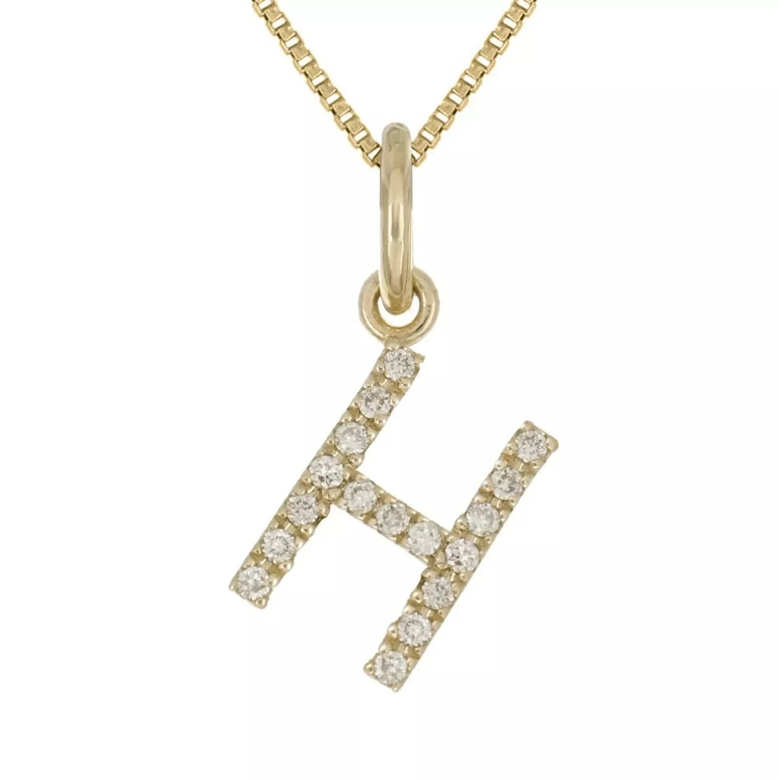 14k Yellow White or Rose Gold Diamond Initial Letter Charm Pendant Necklace 18" - Jewelry Store by Erik Rayo