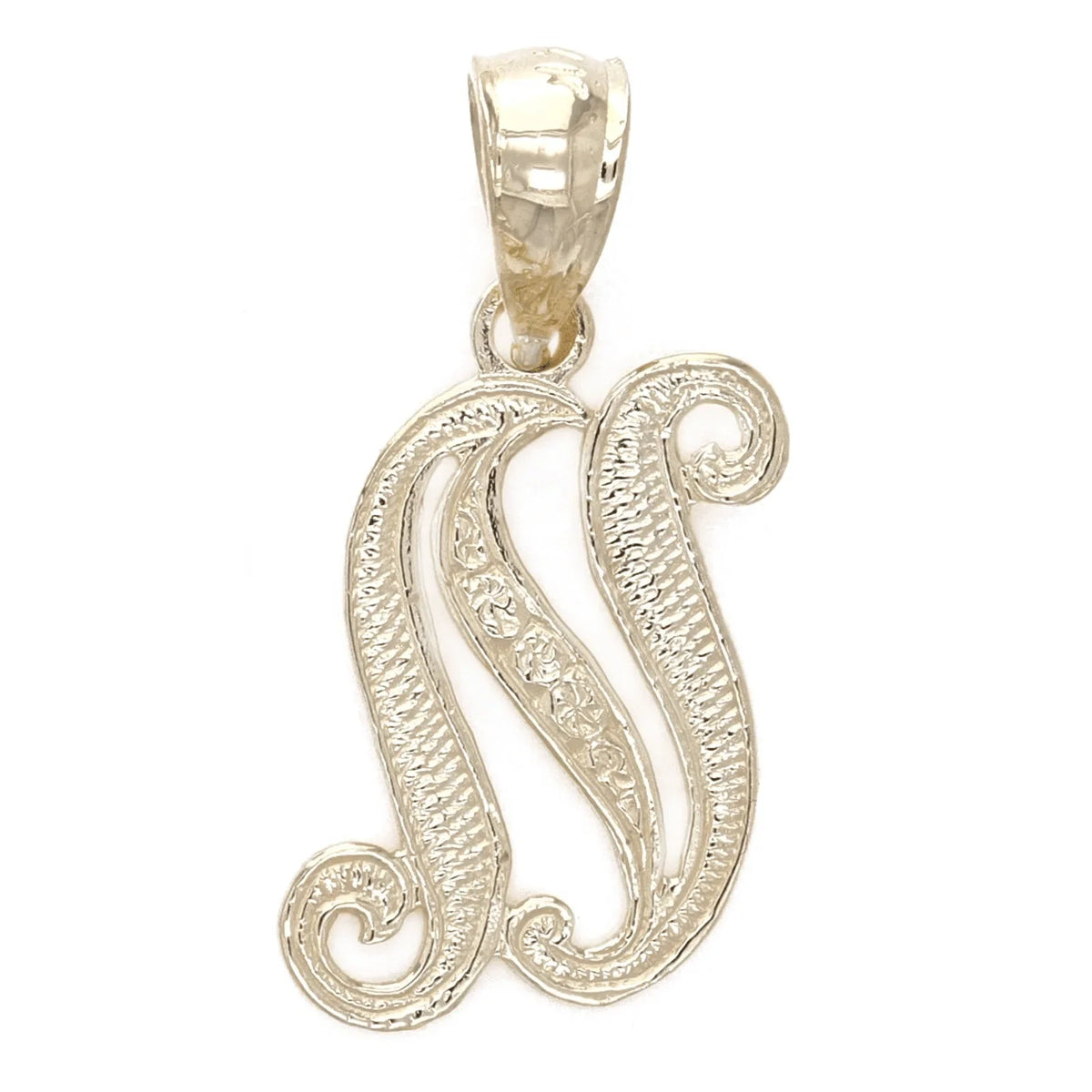 14k Yellow or White Gold Initial Letter N Alphabet A-Z Charm Pendant - Jewelry Store by Erik Rayo