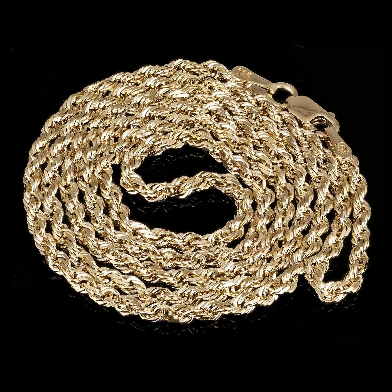 14k Yellow Gold Solid Diamond Cut Rope Chain Necklace 24" 2.5mm 11.4 grams - Jewelry Store by Erik Rayo