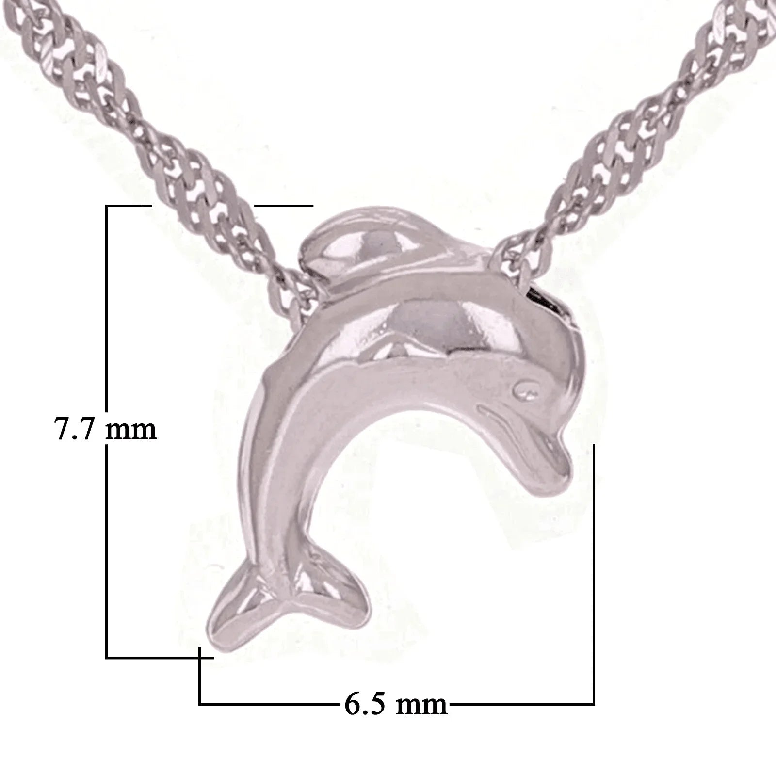 Italian 14k White Gold Dolphin Charm Singapore Chain Necklace 16" 1.4 grams - Jewelry Store by Erik Rayo