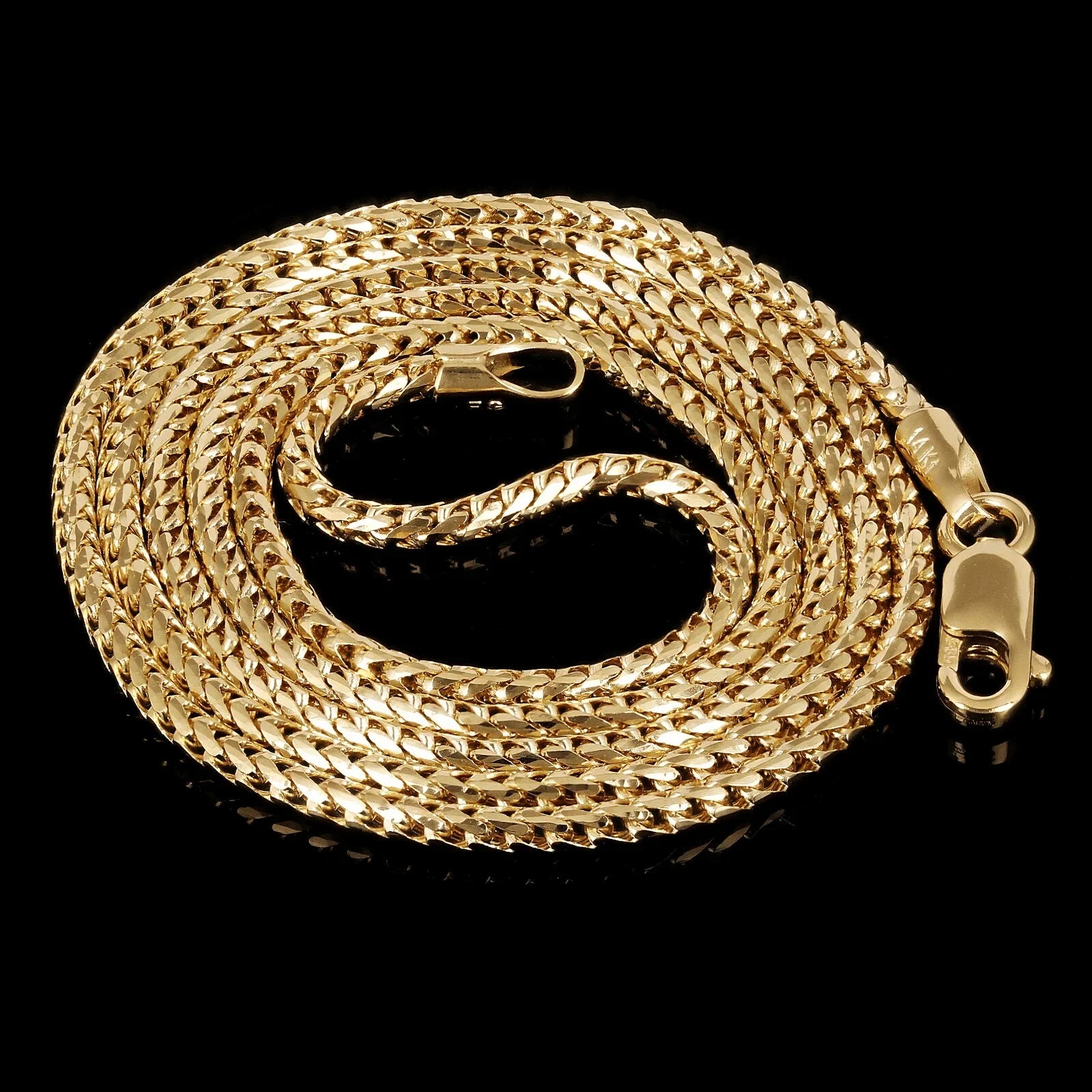14k Yellow Gold Solid Diamond Cut Franco Chain Necklace 22" 1.5mm 7.8 grams - Jewelry Store by Erik Rayo