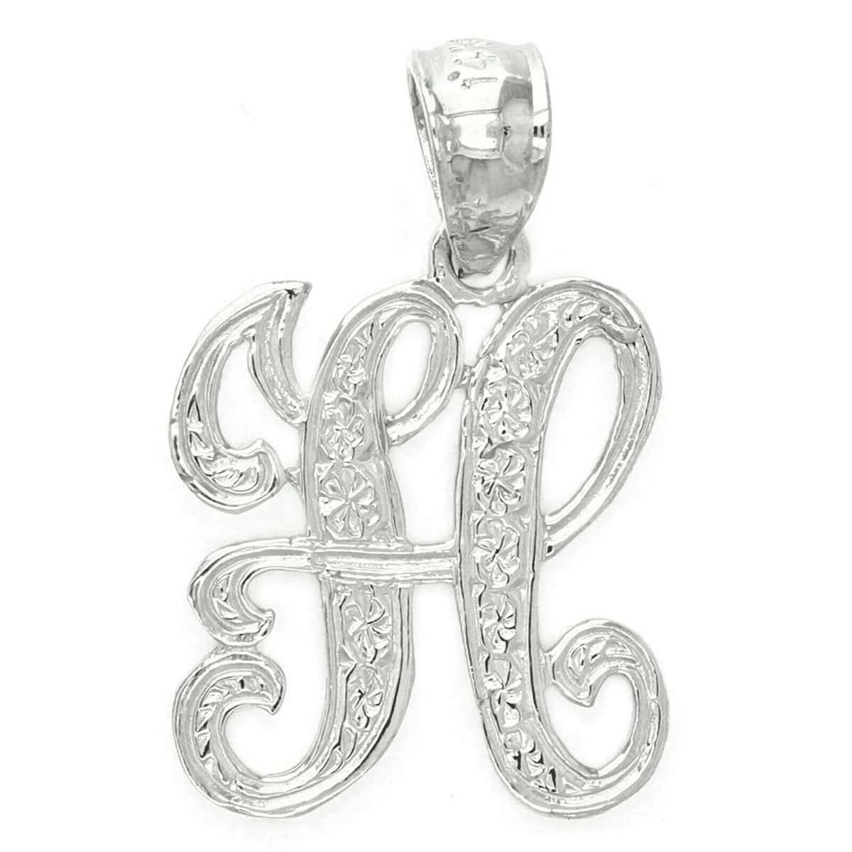 14k Yellow or White Gold Initial Letter H Alphabet A-Z Charm Pendant - Jewelry Store by Erik Rayo