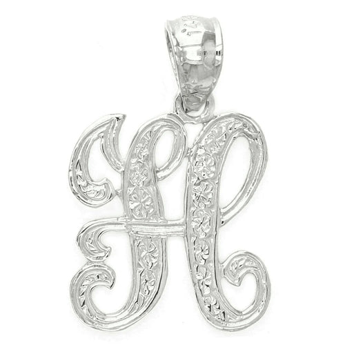 14k Yellow or White Gold Initial Letter H Alphabet A-Z Charm Pendant - Jewelry Store by Erik Rayo