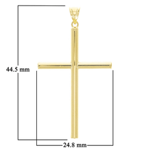 Load image into Gallery viewer, Italian 14k Yellow Gold Hollow Polished Plain Cross Charm Pendant 1.7&quot; 1.3 grams
