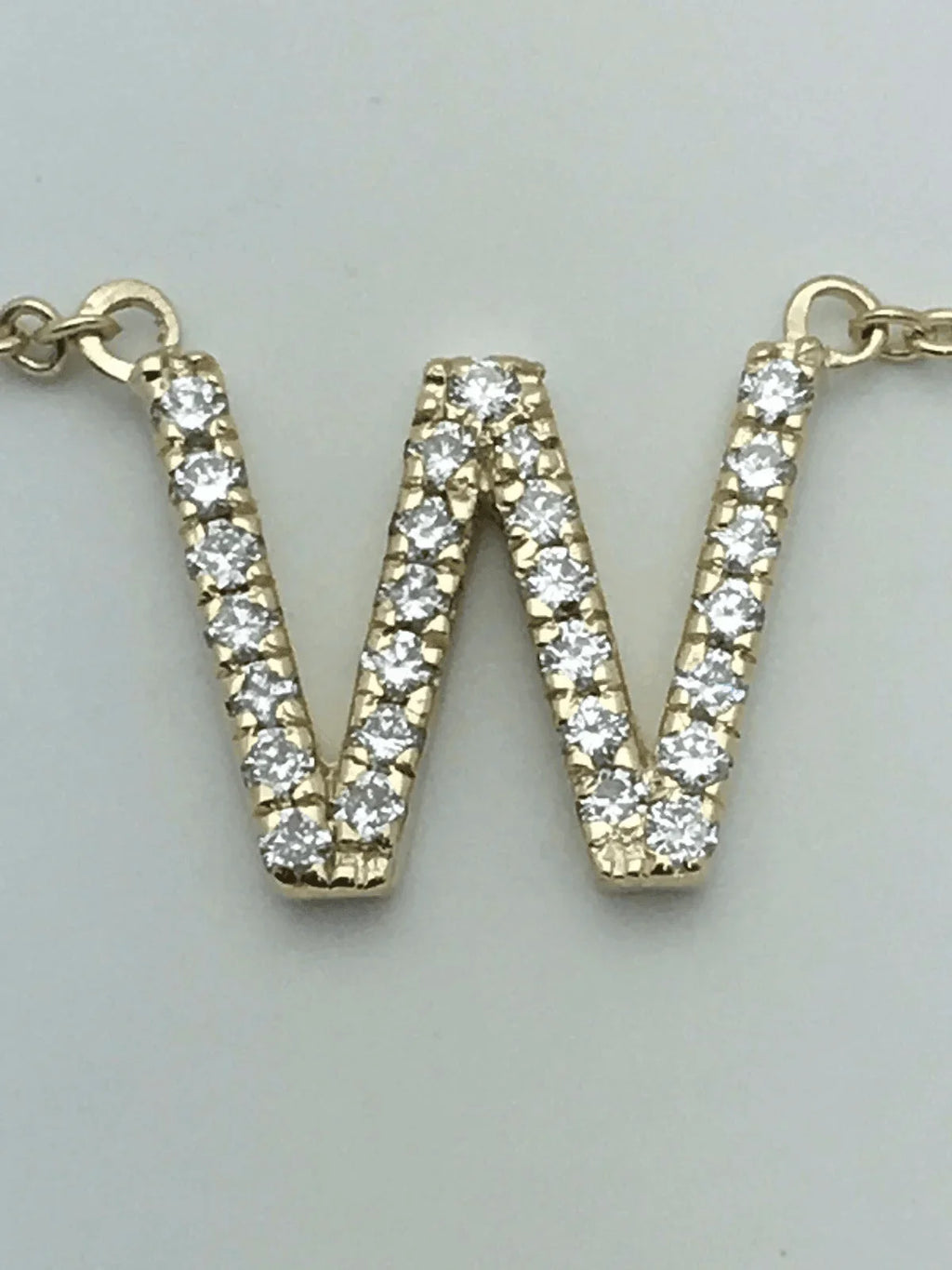 14k Yellow White or Rose Gold Diamond Initial Letter "W" Pendant Necklace 18" - Jewelry Store by Erik Rayo