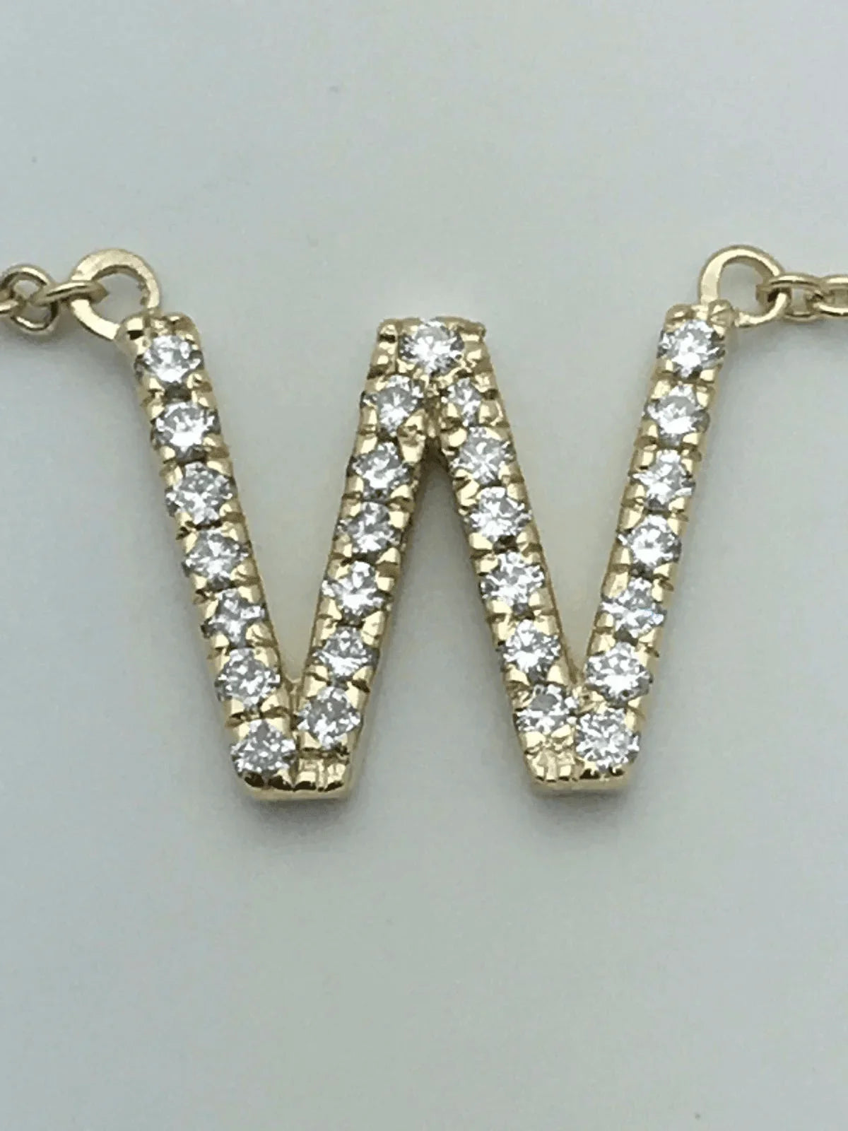 14k Yellow White or Rose Gold Diamond Initial Letter "W" Pendant Necklace 18" - Jewelry Store by Erik Rayo