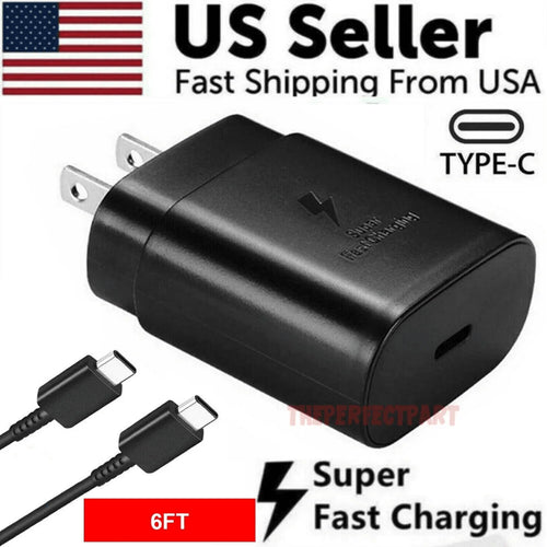 25W USB-C Super Fast Wall Charger 6FT Cable For Samsung Galaxy S21 S22 S23 S24 - Jewelry Store by Erik Rayo