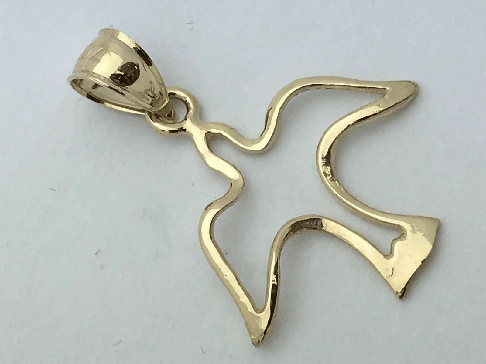 14k Yellow Gold Solid Outline Bird Peace Dove Charm Pendant 0.7 gram - Jewelry Store by Erik Rayo