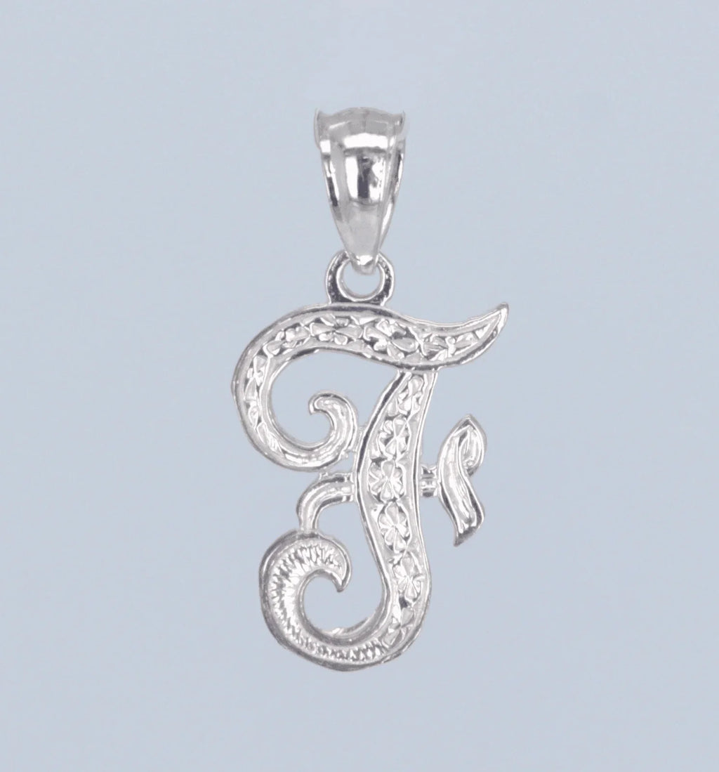 14k Yellow or White Gold Initial Letter F Alphabet A-Z Charm Pendant - Jewelry Store by Erik Rayo