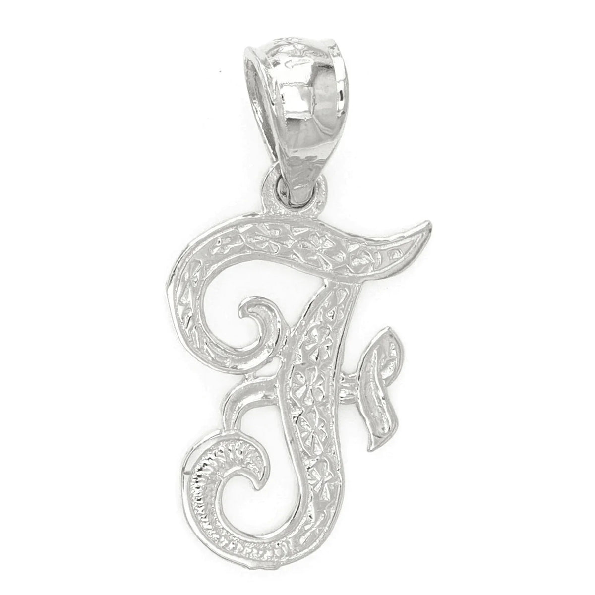 14k Yellow or White Gold Initial Letter F Alphabet A-Z Charm Pendant - Jewelry Store by Erik Rayo
